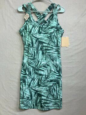 ZeroXposur Dress Women's Small Green Leaf Print UPF50 Stretch Athletic